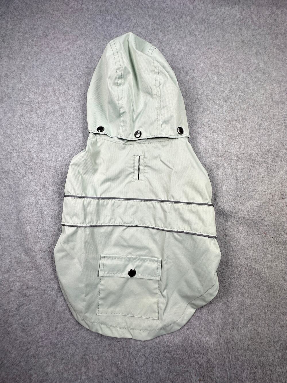 Telluride Clothing Dog Raincoat Small Sage Green Hooded Reflective Pup Coat